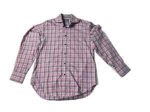 Thomas Dean Men's Pink and Blue Plaid Long Sleeve Button Down Dress Shirt